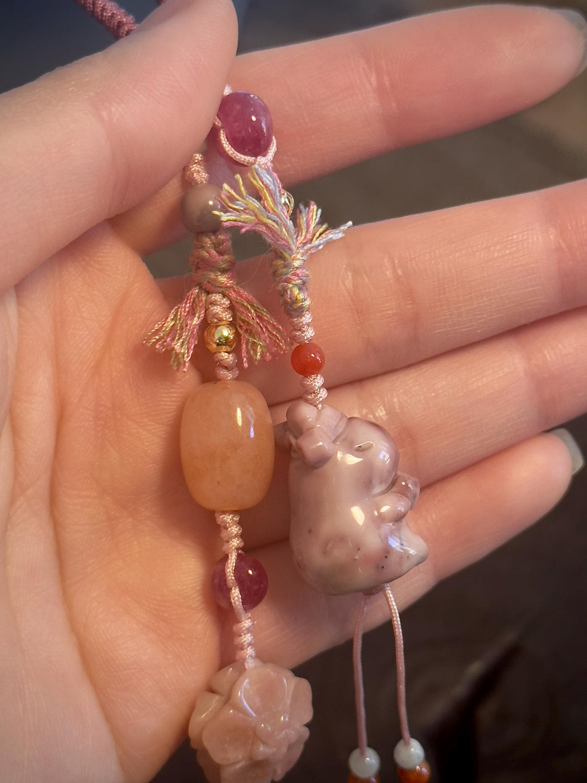 Capybara Alashan Agate & Jade Bag Charm – detail 4