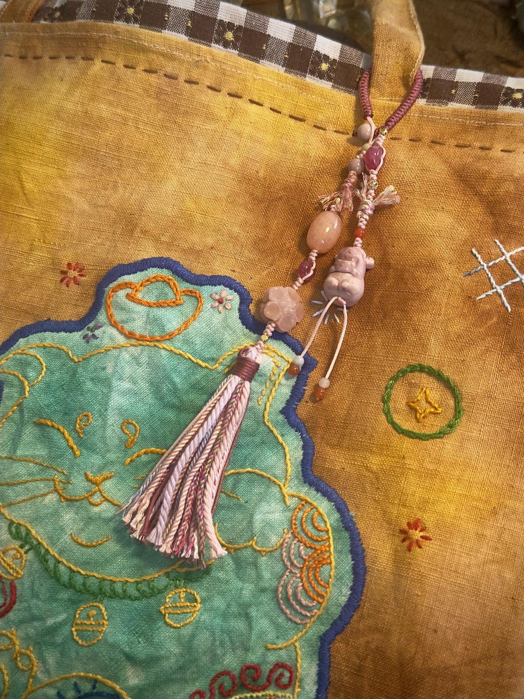 Capybara Alashan Agate & Jade Bag Charm – detail 5