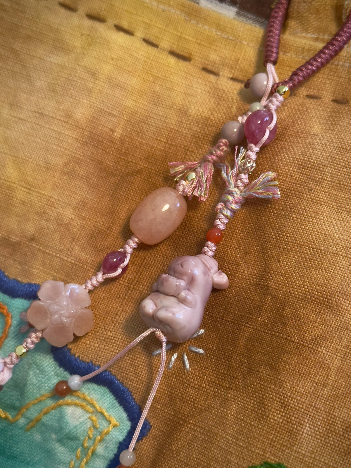 Capybara Alashan Agate & Jade Bag Charm – detail 6