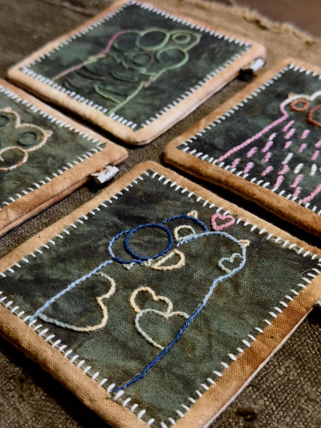 Wabi-Sabi Plant-Dyed Cat Paw Coasters – textile detail 2