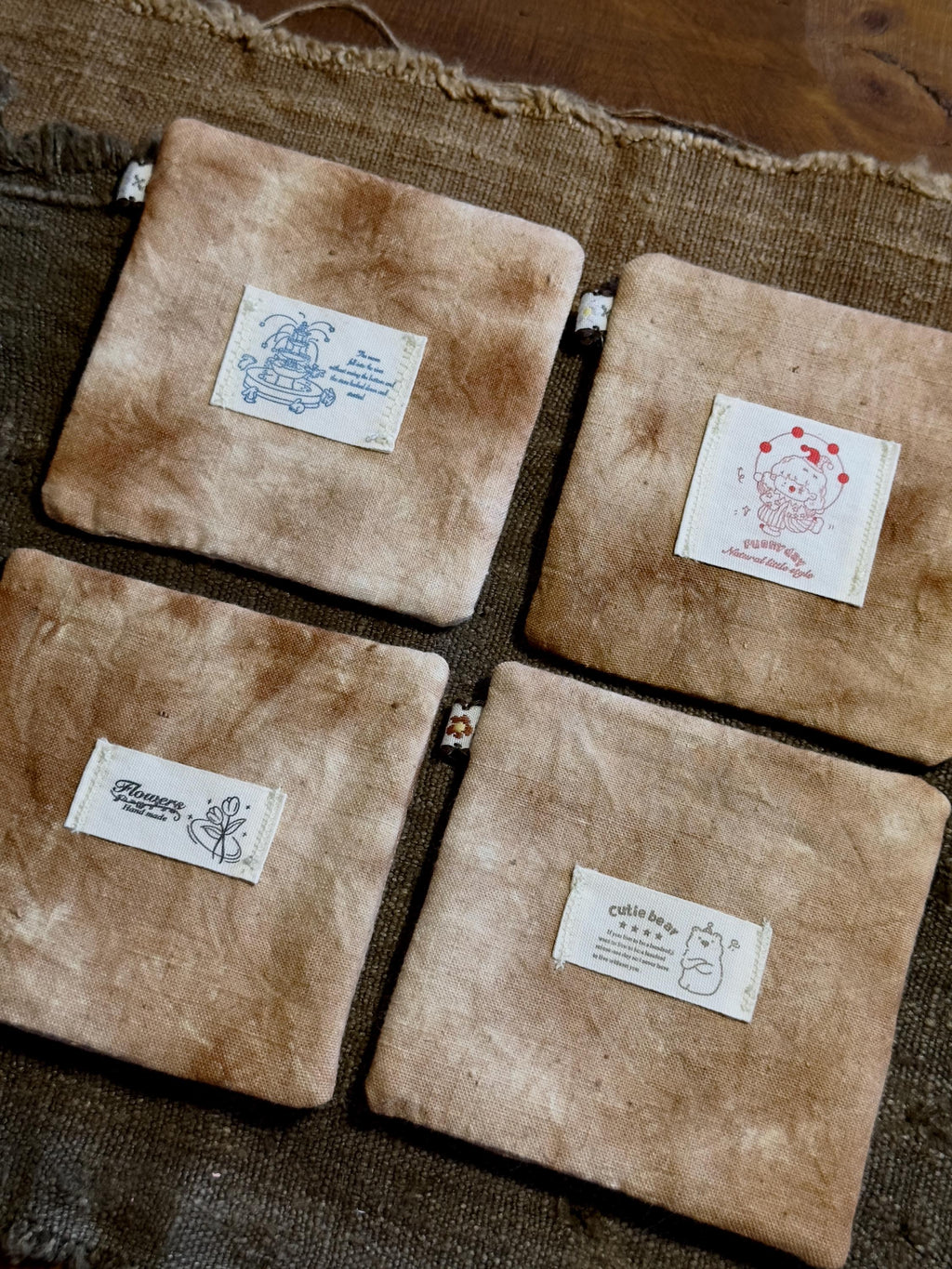 Wabi-Sabi Plant-Dyed Cat Paw Coasters – textile detail 3