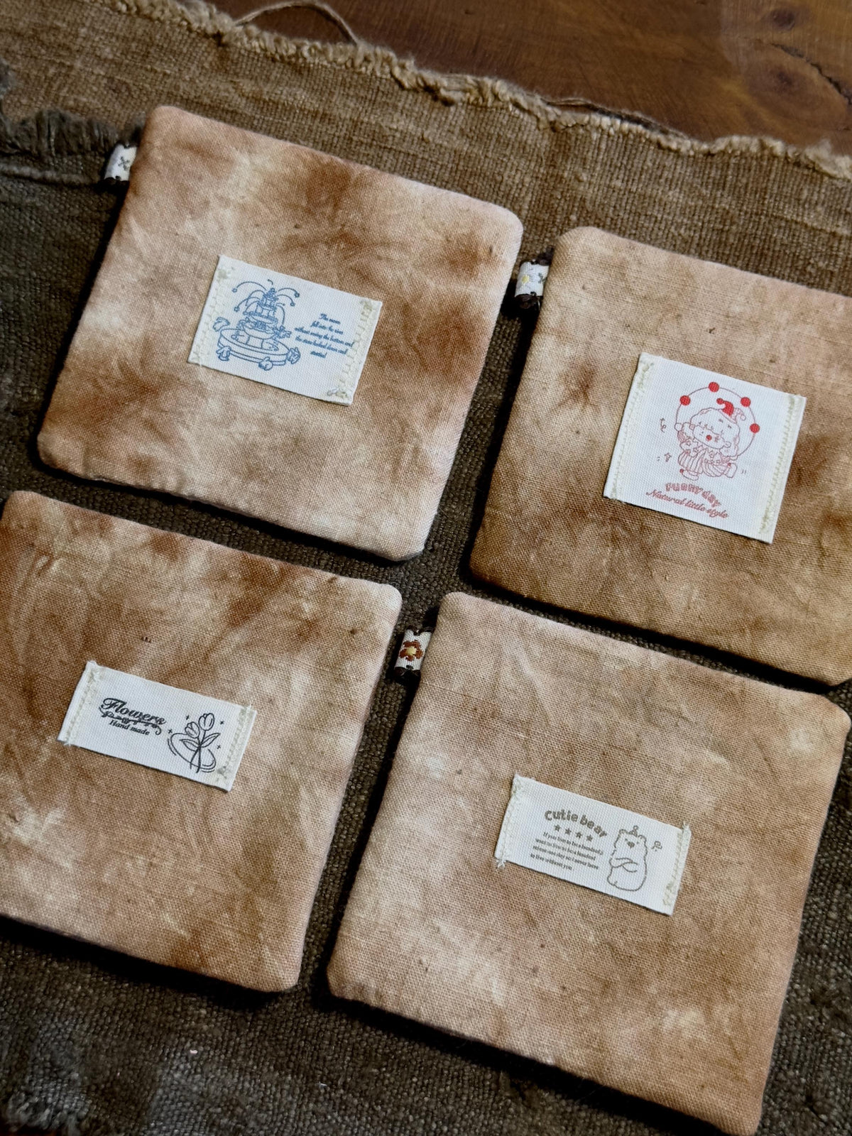Wabi-Sabi Plant-Dyed Cat Paw Coasters – textile detail 3