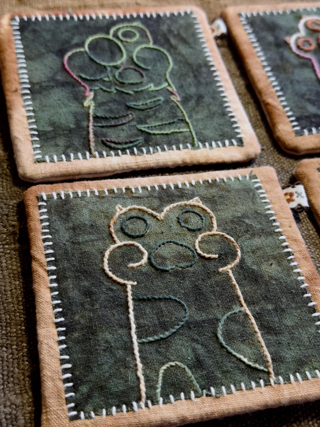 Wabi-Sabi Plant-Dyed Cat Paw Coasters – textile detail 4