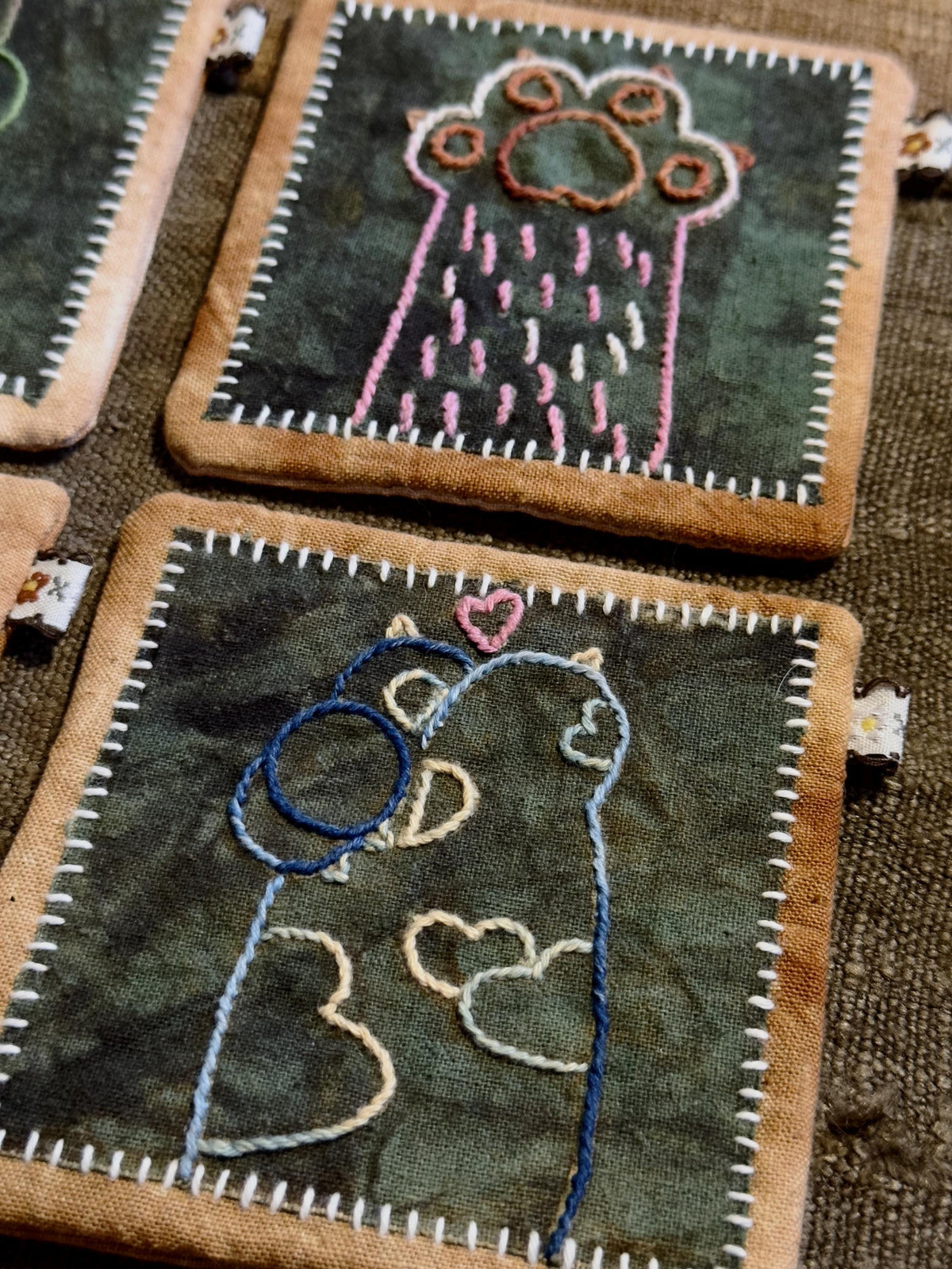 Wabi-Sabi Plant-Dyed Cat Paw Coasters – textile detail 5