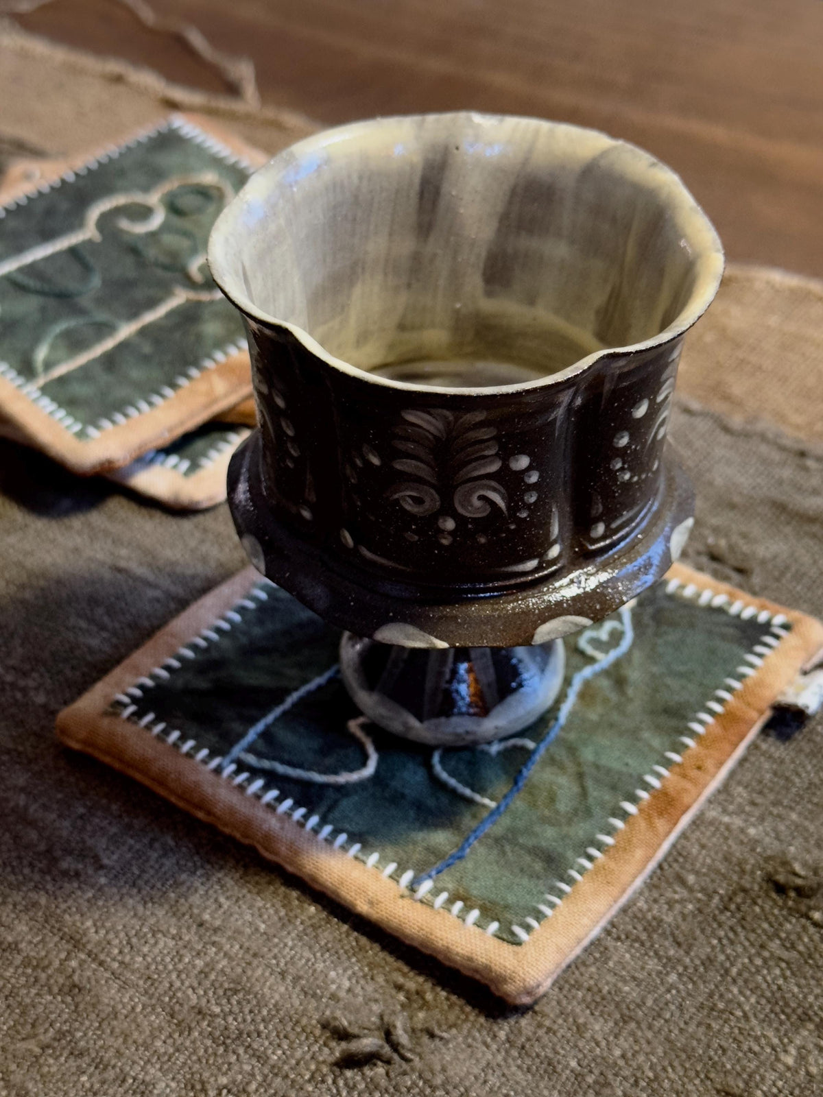 Wabi-Sabi Plant-Dyed Cat Paw Coasters – textile detail 8