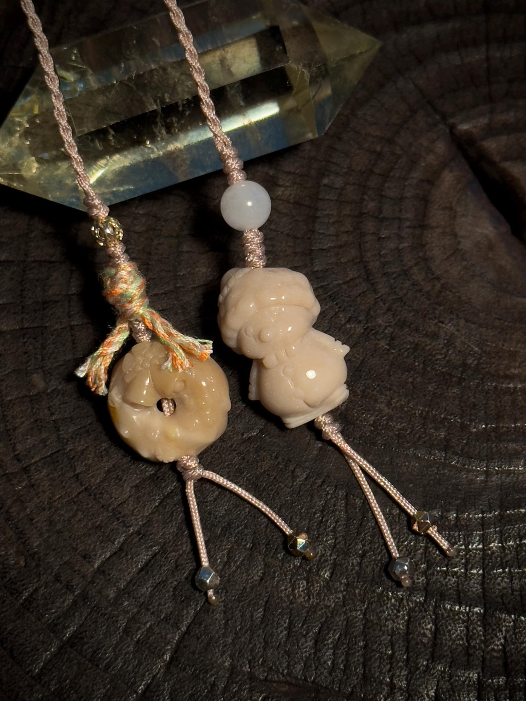 Christmas snowman and wreath Alashan agate handwoven bag charm
