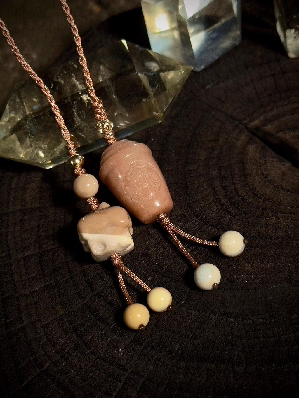 Coffee cup and dessert Alashan agate handwoven bag charm