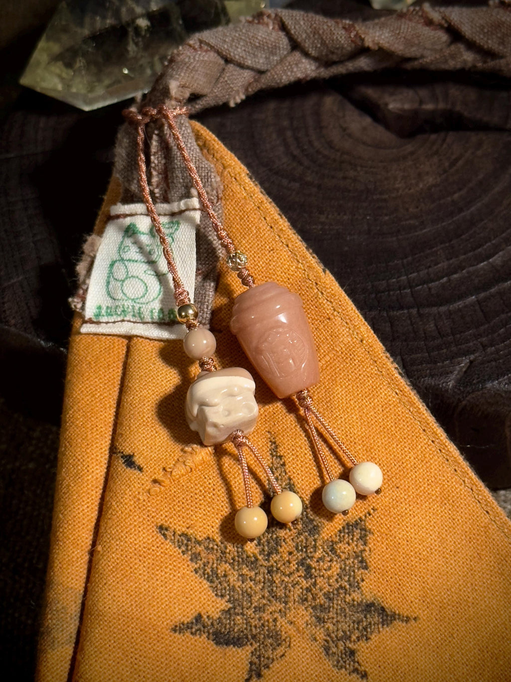 Coffee cup and cake natural stone bag charm