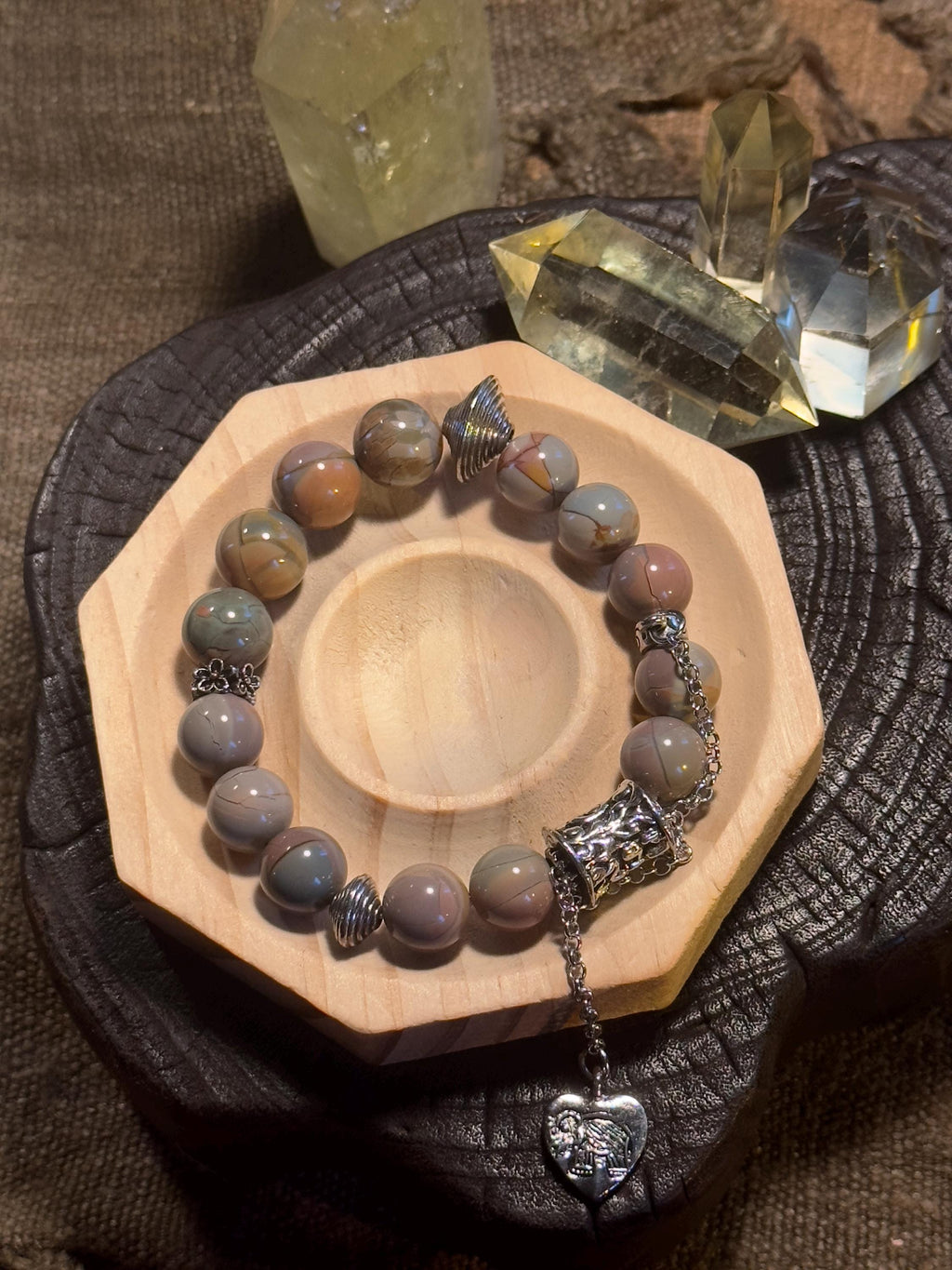 Crackle Pattern Multicolor Alashan Agate Bracelet