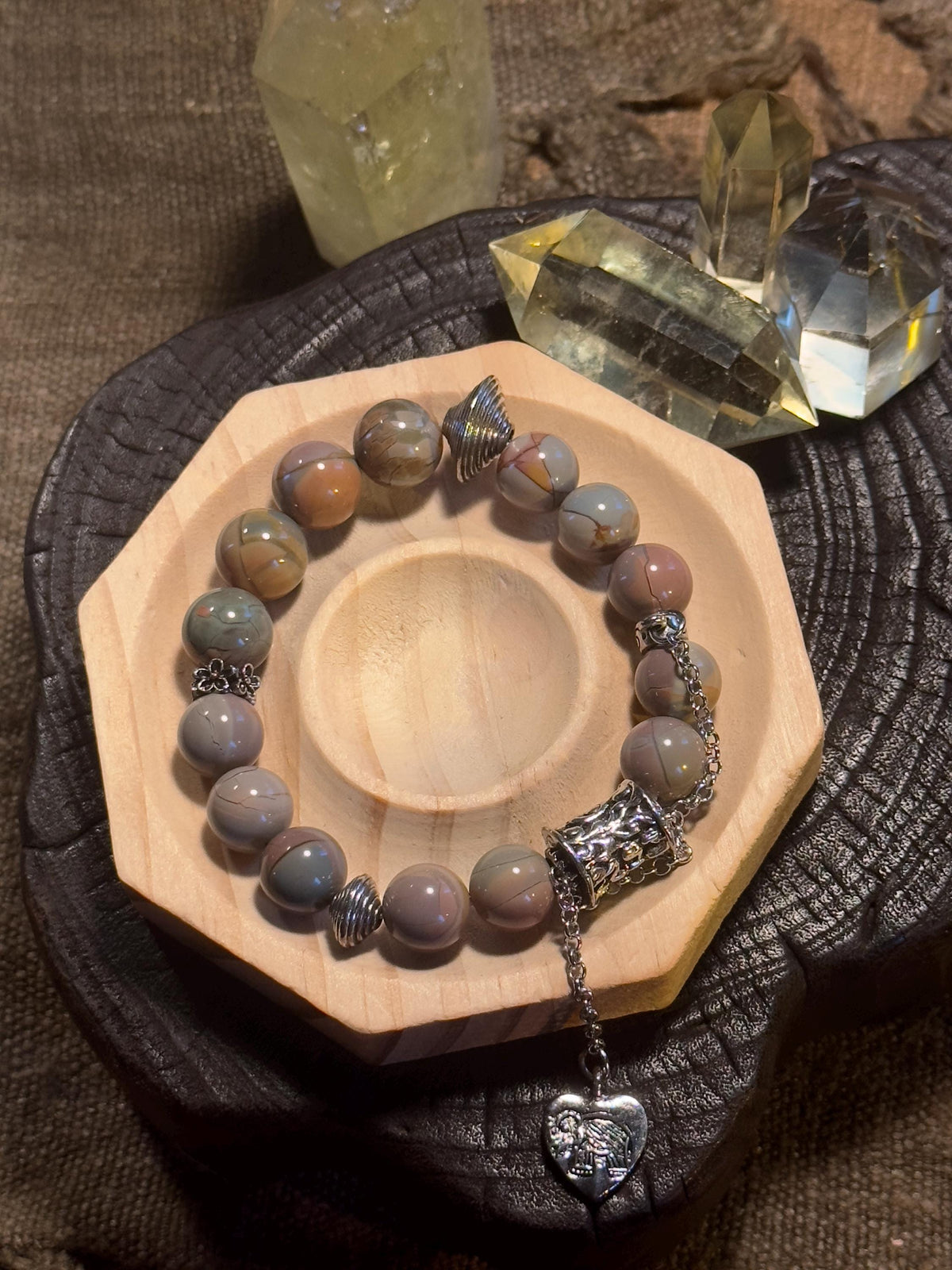 Crackle Pattern Multicolor Alashan Agate Bracelet
