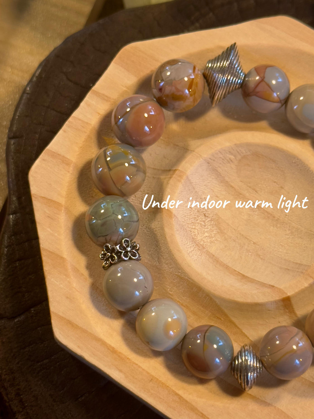 Crackle Pattern Multicolor Alashan Agate Bracelet