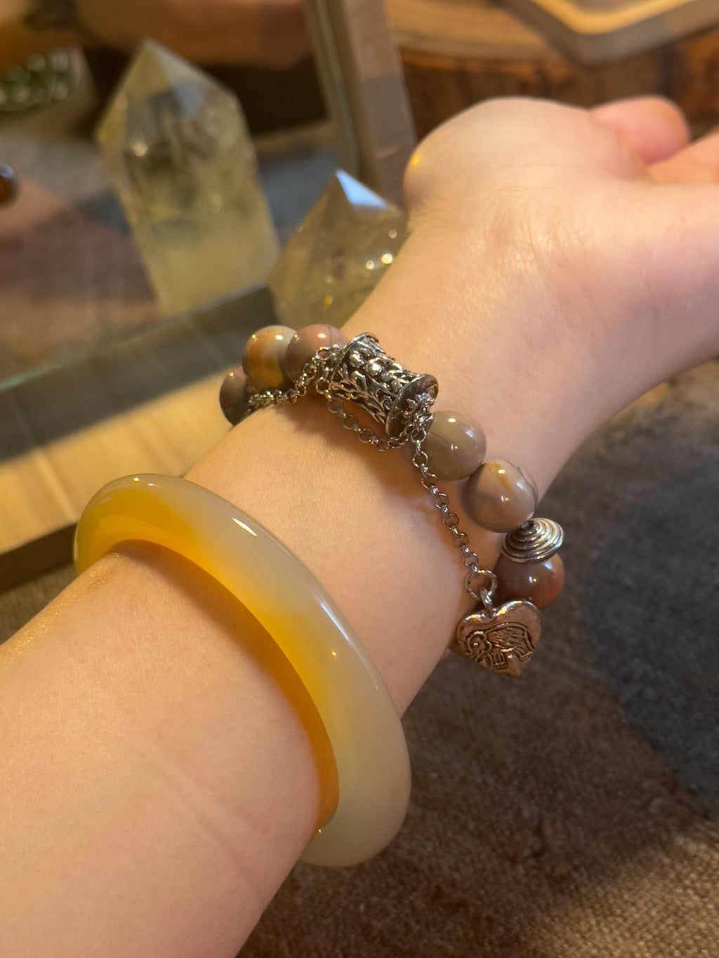Crackle Pattern Multicolor Alashan Agate Bracelet