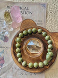 Dark Green Balloon Bear Alashan Agate Bracelet