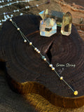 Freshwater pearl bracelet with jade and yellow jade detail