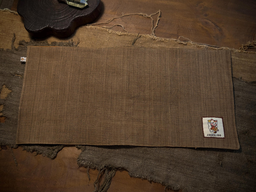 Botanical dyed cotton patchwork tea mat detail