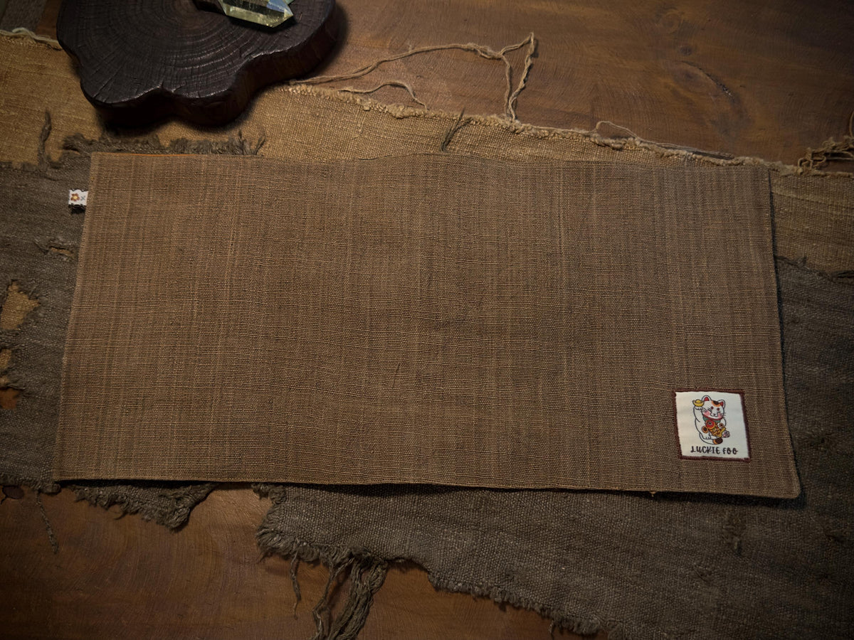 Botanical dyed cotton patchwork tea mat detail