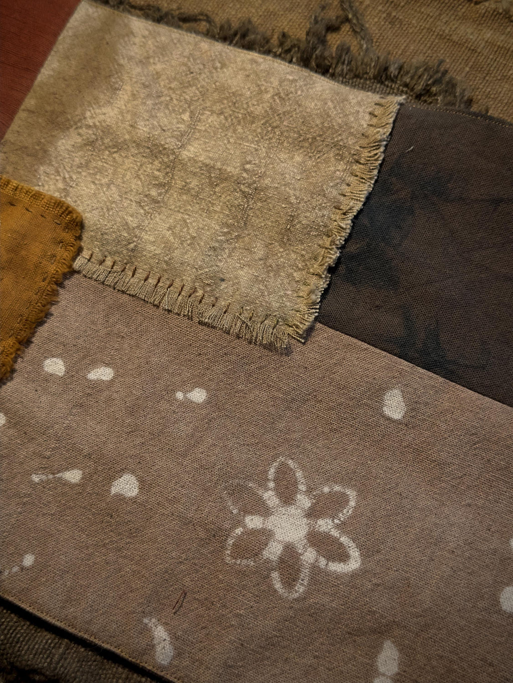 Fu character resist-dyed textile panel