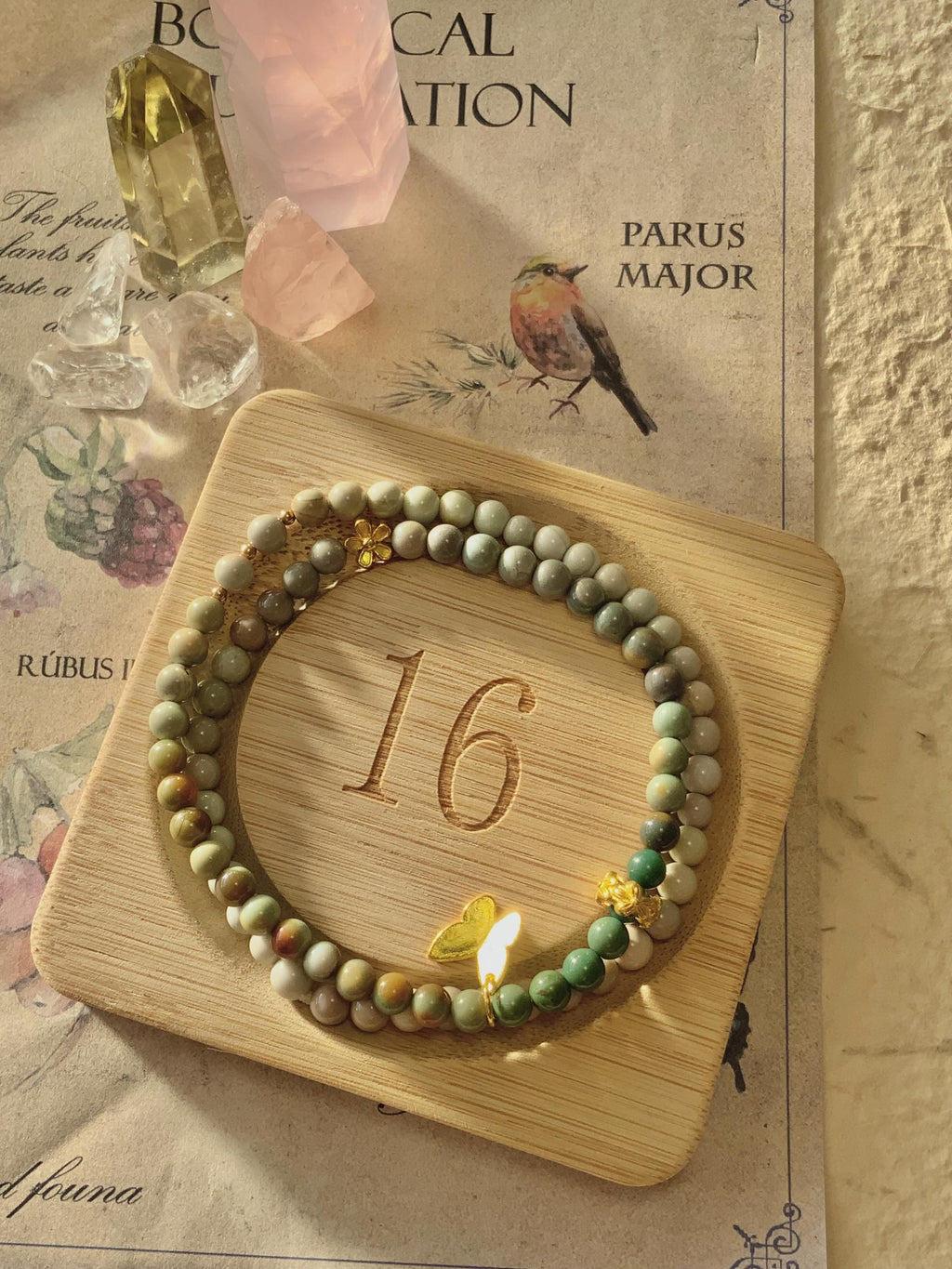 Gradient Green Alashan Agate Dual-Layer Bracelet
