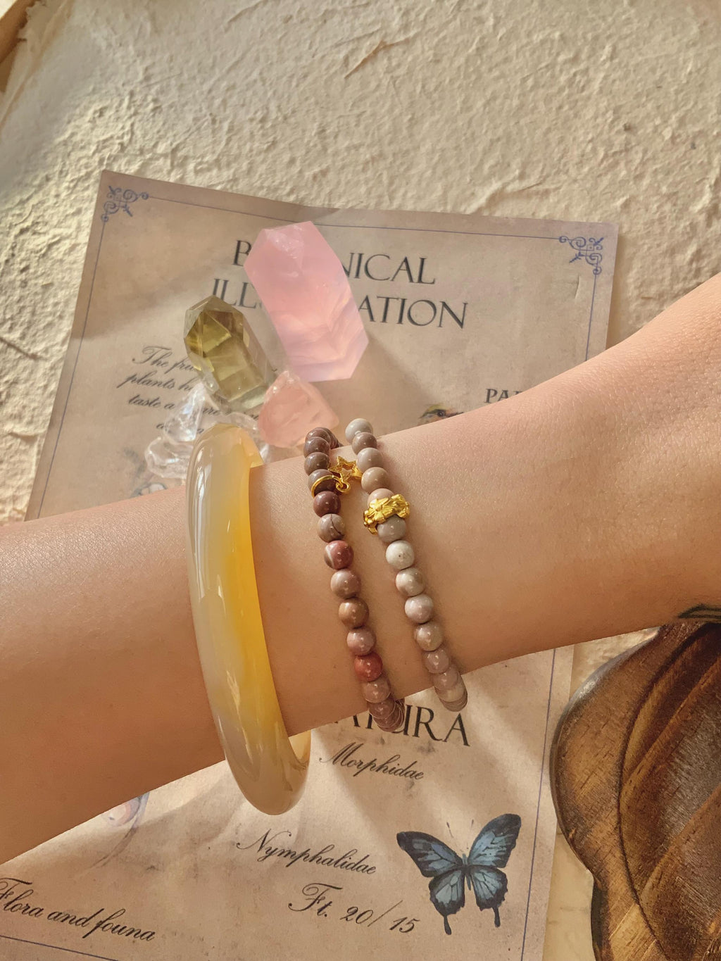 Gradient Purple Red Alashan Agate Dual-Layer Bracelet