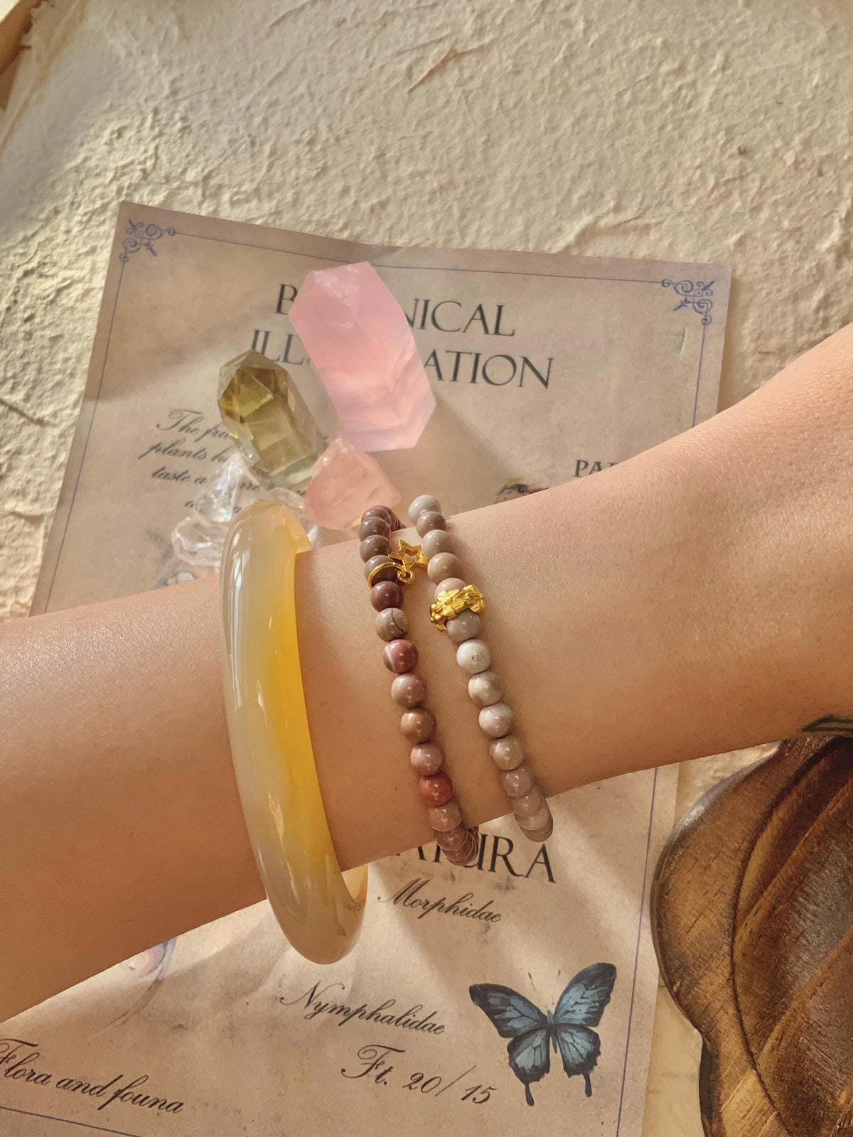 Gradient Purple Red Alashan Agate Dual-Layer Bracelet