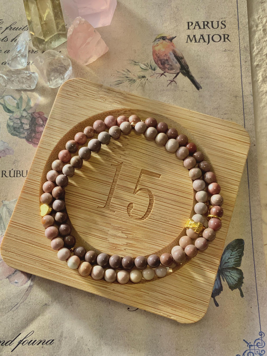 Gradient Purple Red Alashan Agate Dual-Layer Bracelet