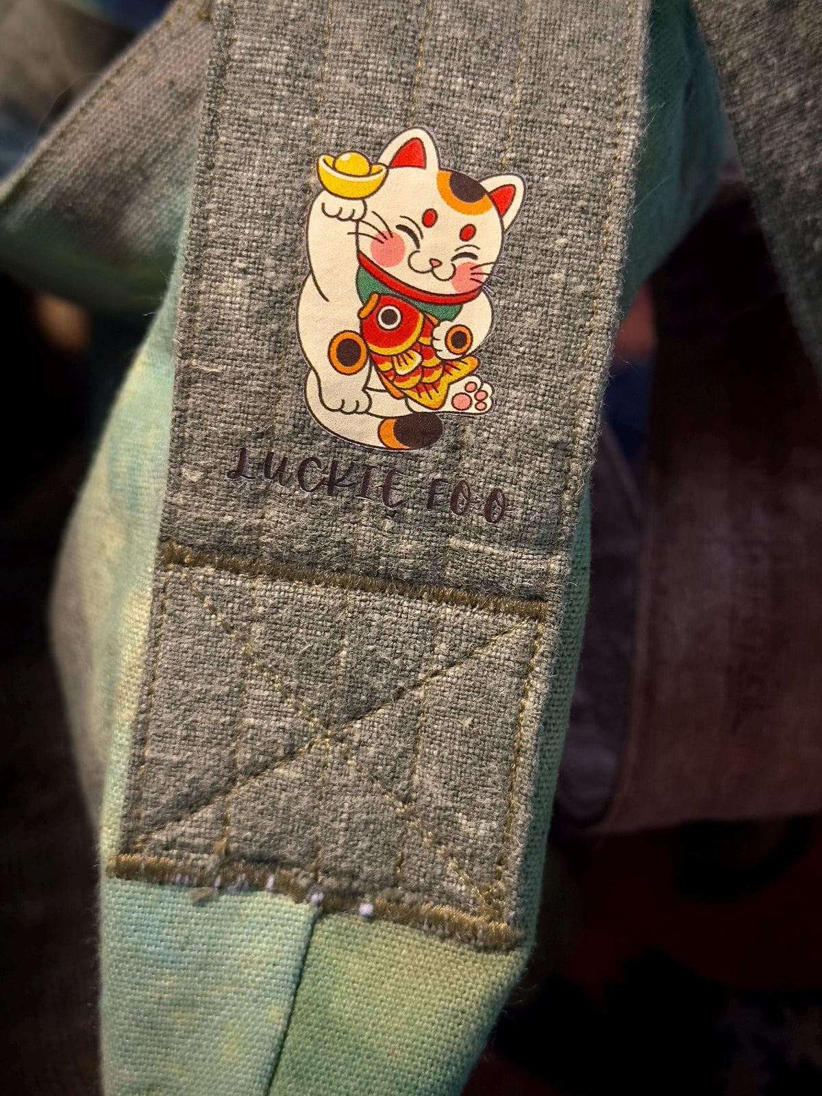 Handwoven cotton cat bag handmade detail
