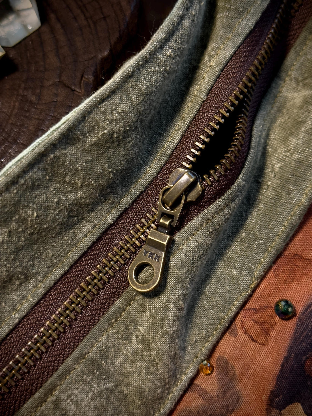 Wabi sabi botanical cotton bag handmade detail