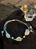 Raw green fluorite and jade handwoven adjustable bracelet