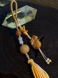 Golden Lucky Money Horse Alashan agate and jade handwoven bag charm