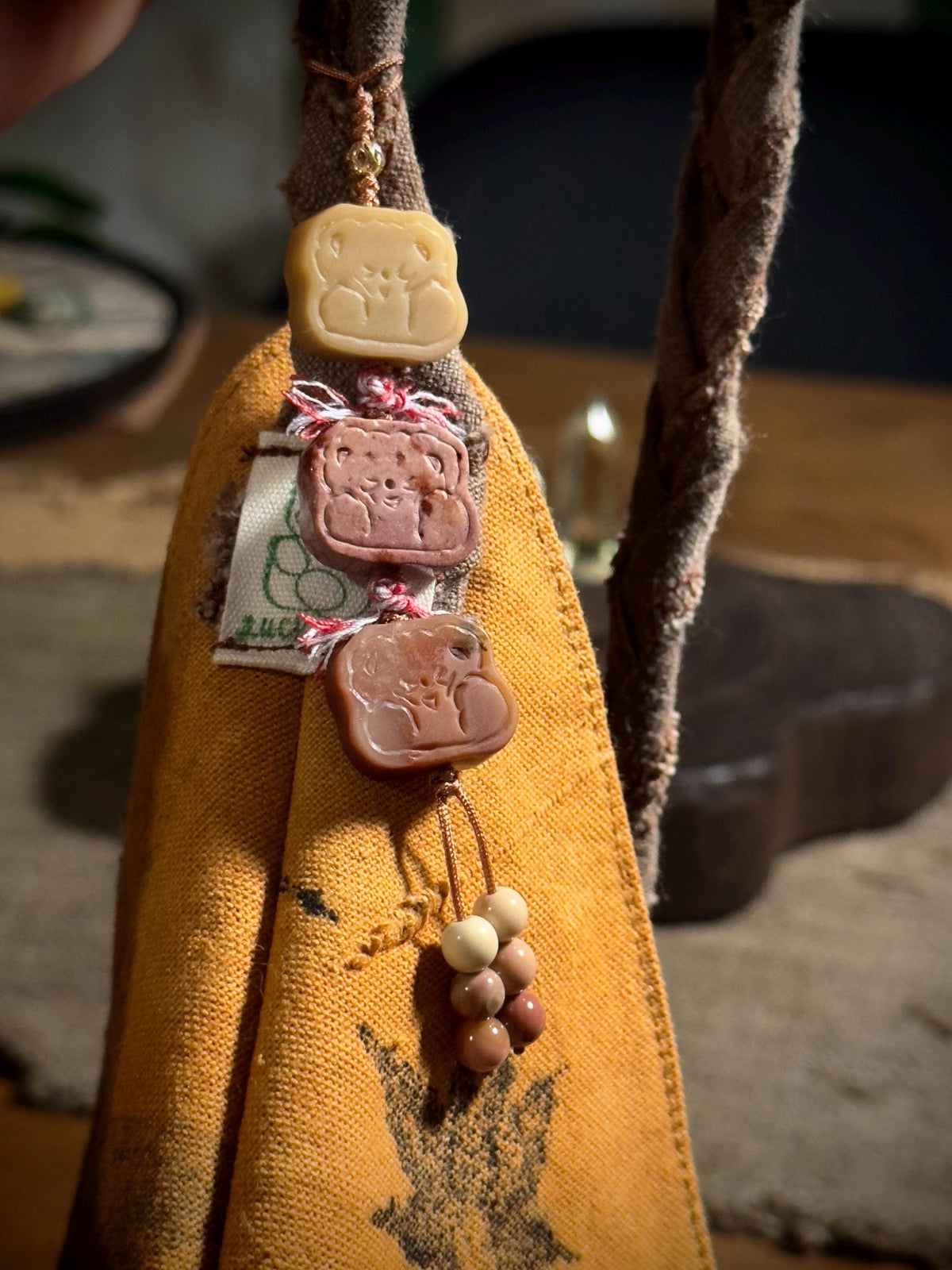 Alashan agate dessert charm close up