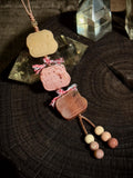 Cookie bear Alashan agate handwoven bag charm