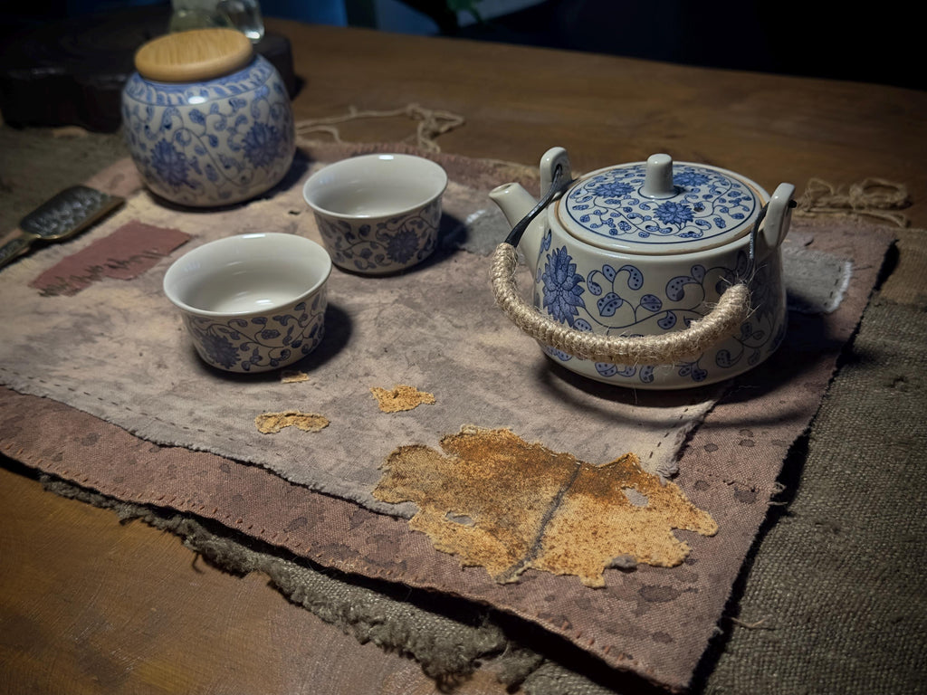 Earthy hand stitched chabu tea mat
