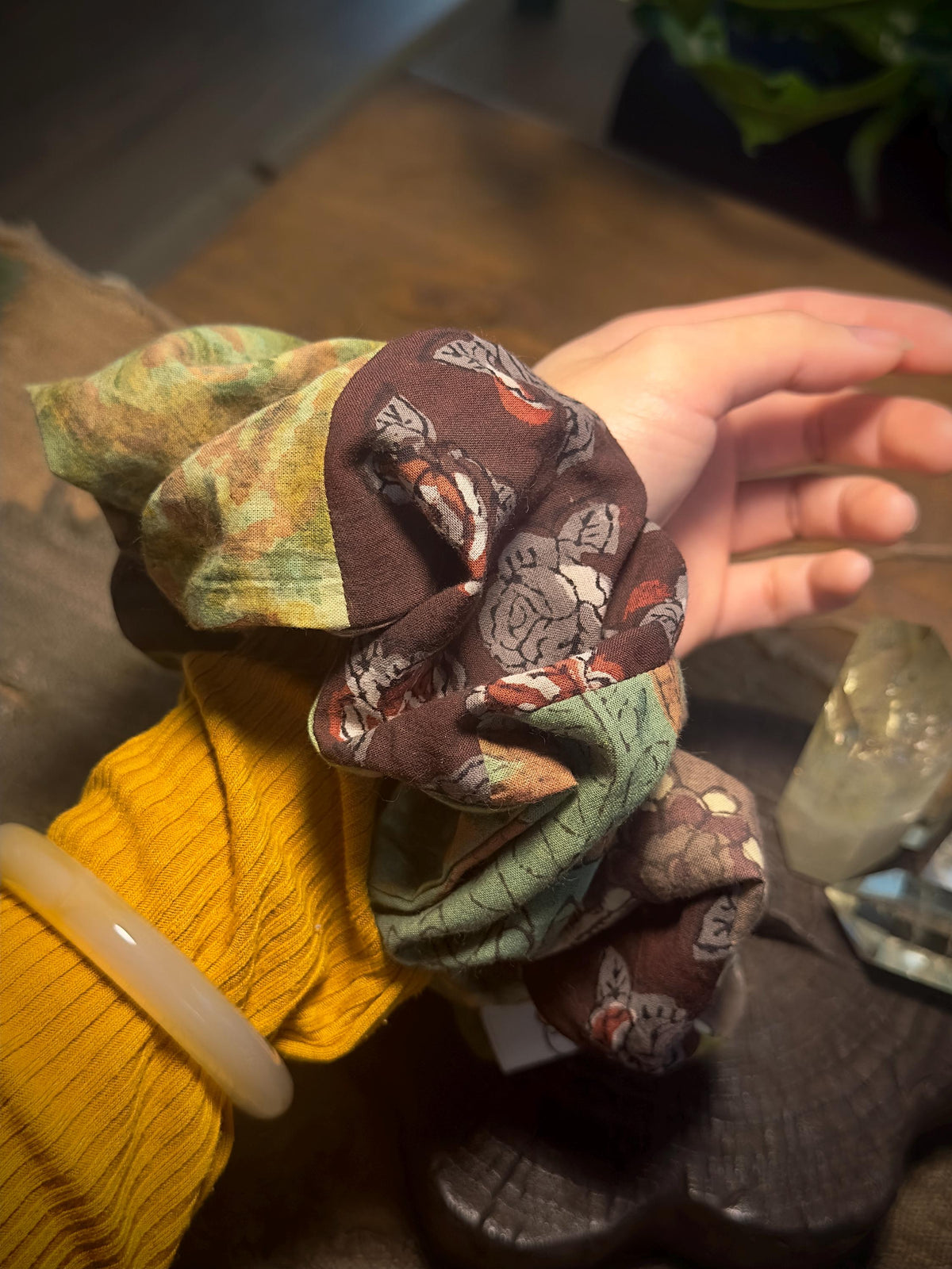 Oversized boho Indian cotton scrunchie