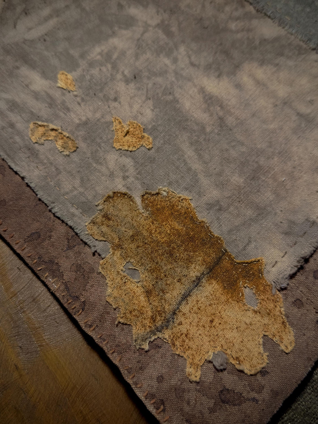 Natural dye patchwork tea cloth