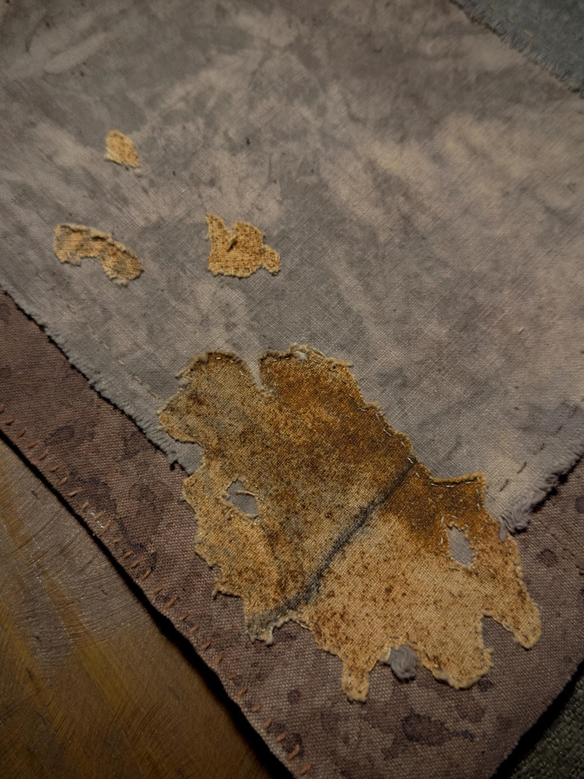 Natural dye patchwork tea cloth