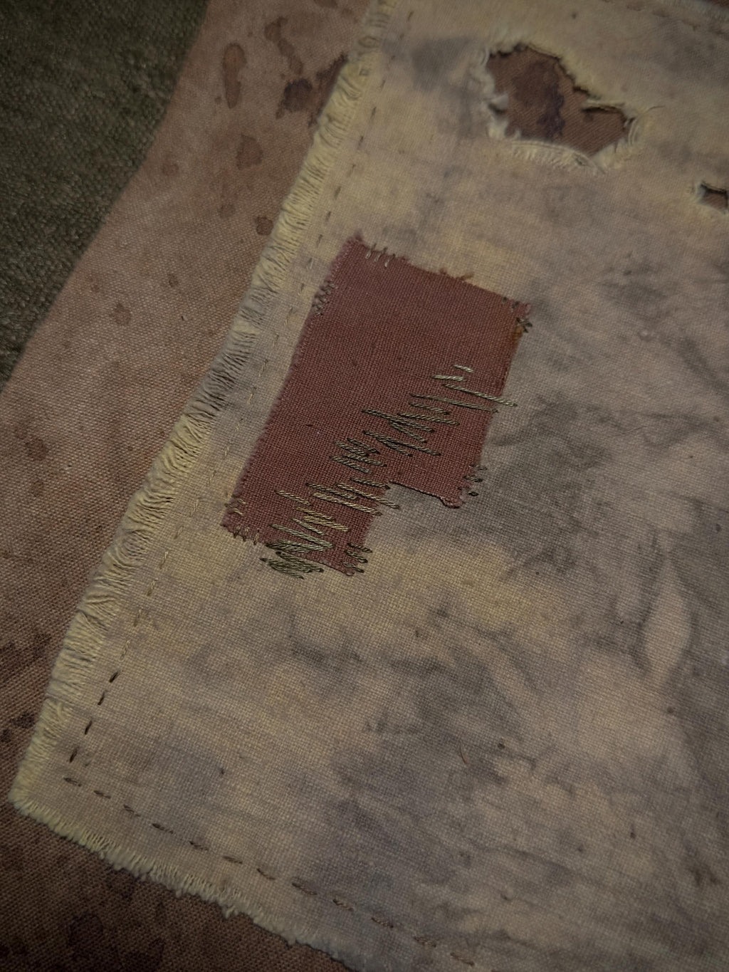 Plant dyed textile tea runner detail