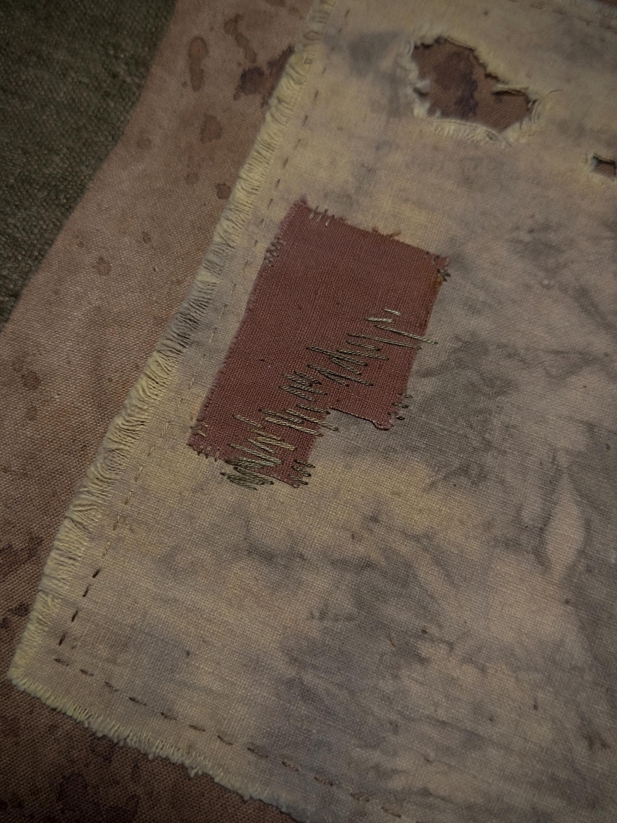Plant dyed textile tea runner detail