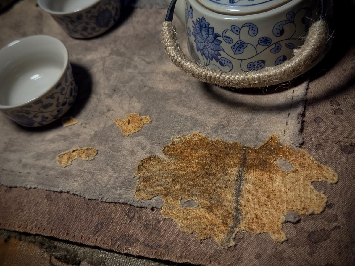 One of a kind plant dyed tea mat