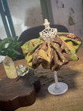 Oversized forest Indian block print cotton scrunchie