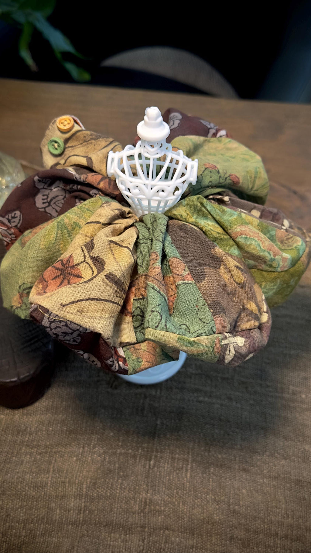 Earth tone patchwork oversized scrunchie