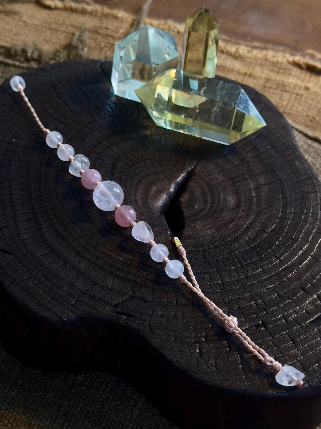 Rare Lavender Rose Quartz Bracelet – natural stone detail 2