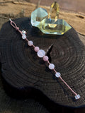Lavender Rose Quartz and Rose Quartz adjustable handwoven crystal bracelet
