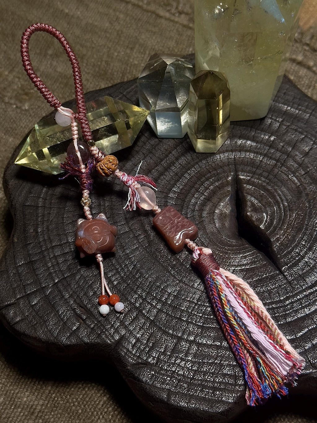 Maneki Neko and Koinobori Alashan Agate Charm