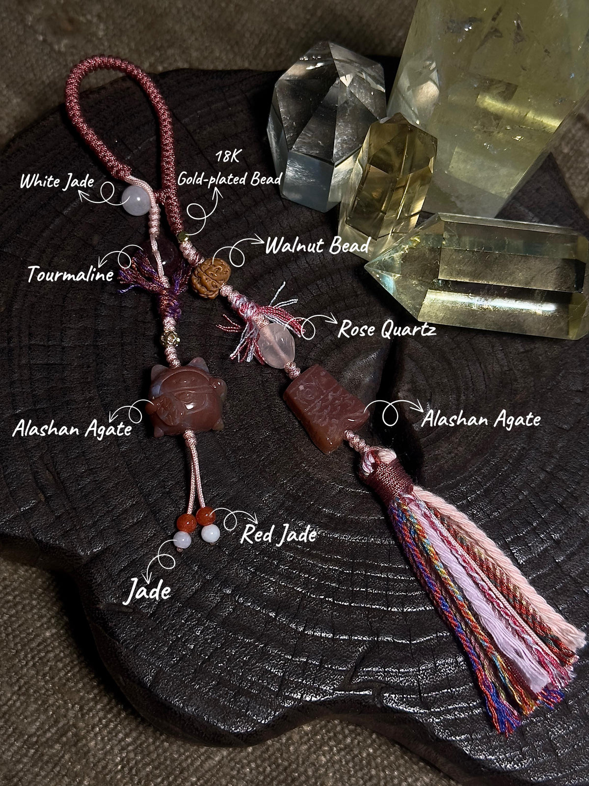 Maneki Neko and Koinobori Alashan Agate Charm