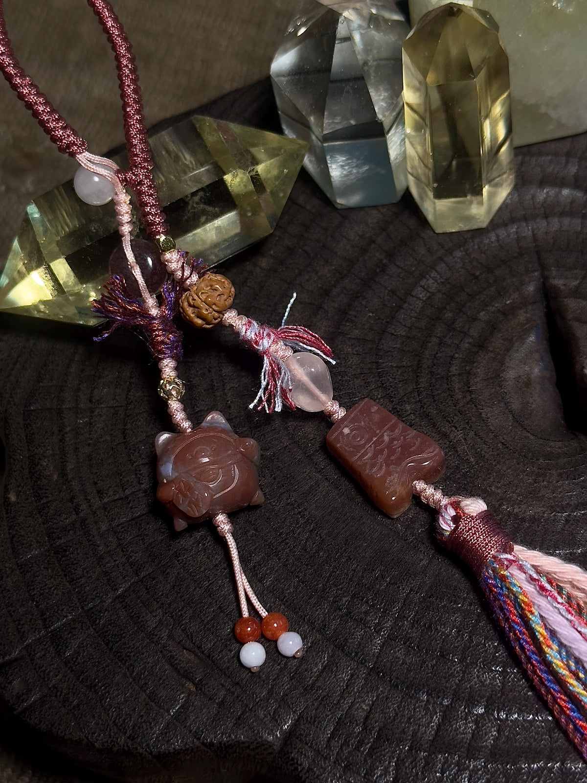 Maneki Neko and Koinobori Alashan Agate Charm