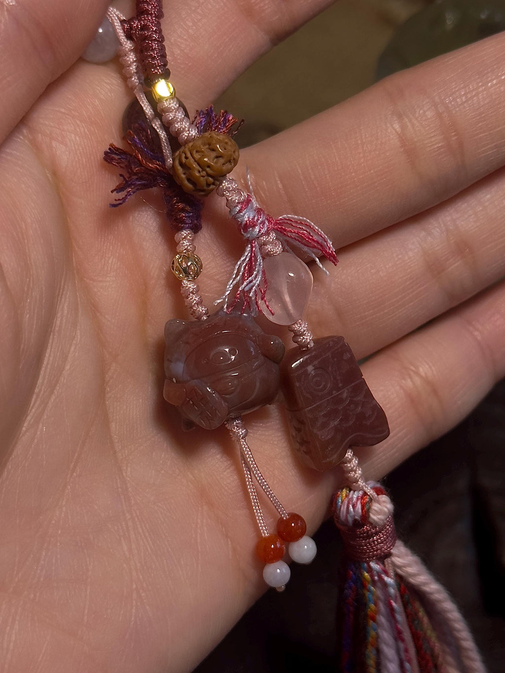 Maneki Neko and Koinobori Alashan Agate Charm