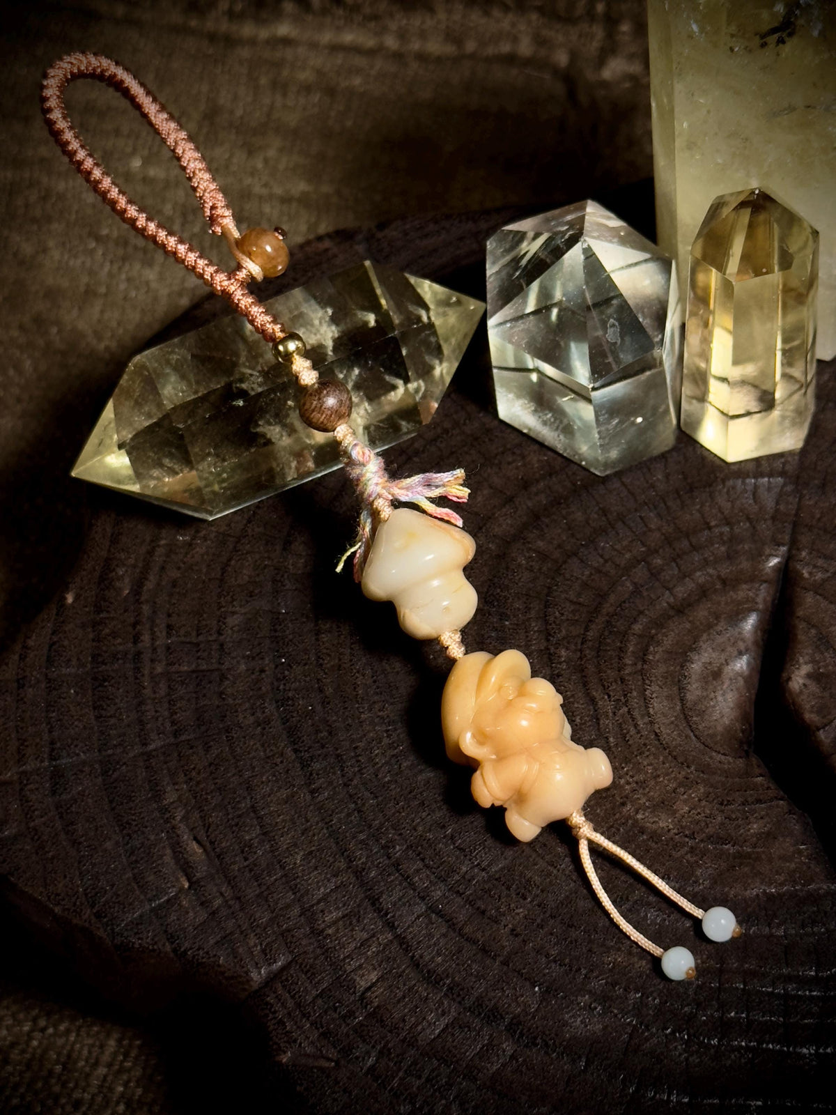 Mario and mushroom Alashan agate handwoven charm