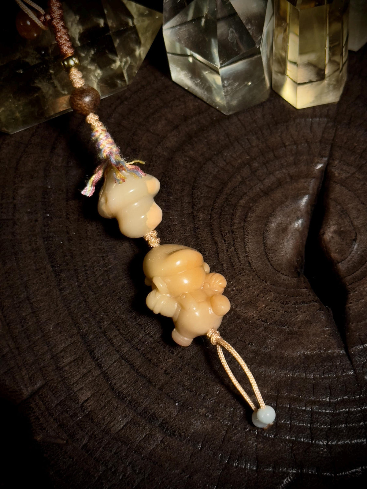 Mario and mushroom Alashan agate handwoven charm