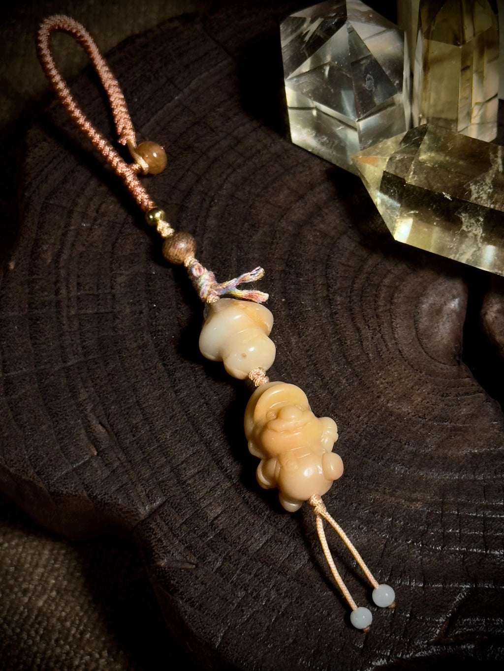 Mario and mushroom Alashan agate handwoven charm