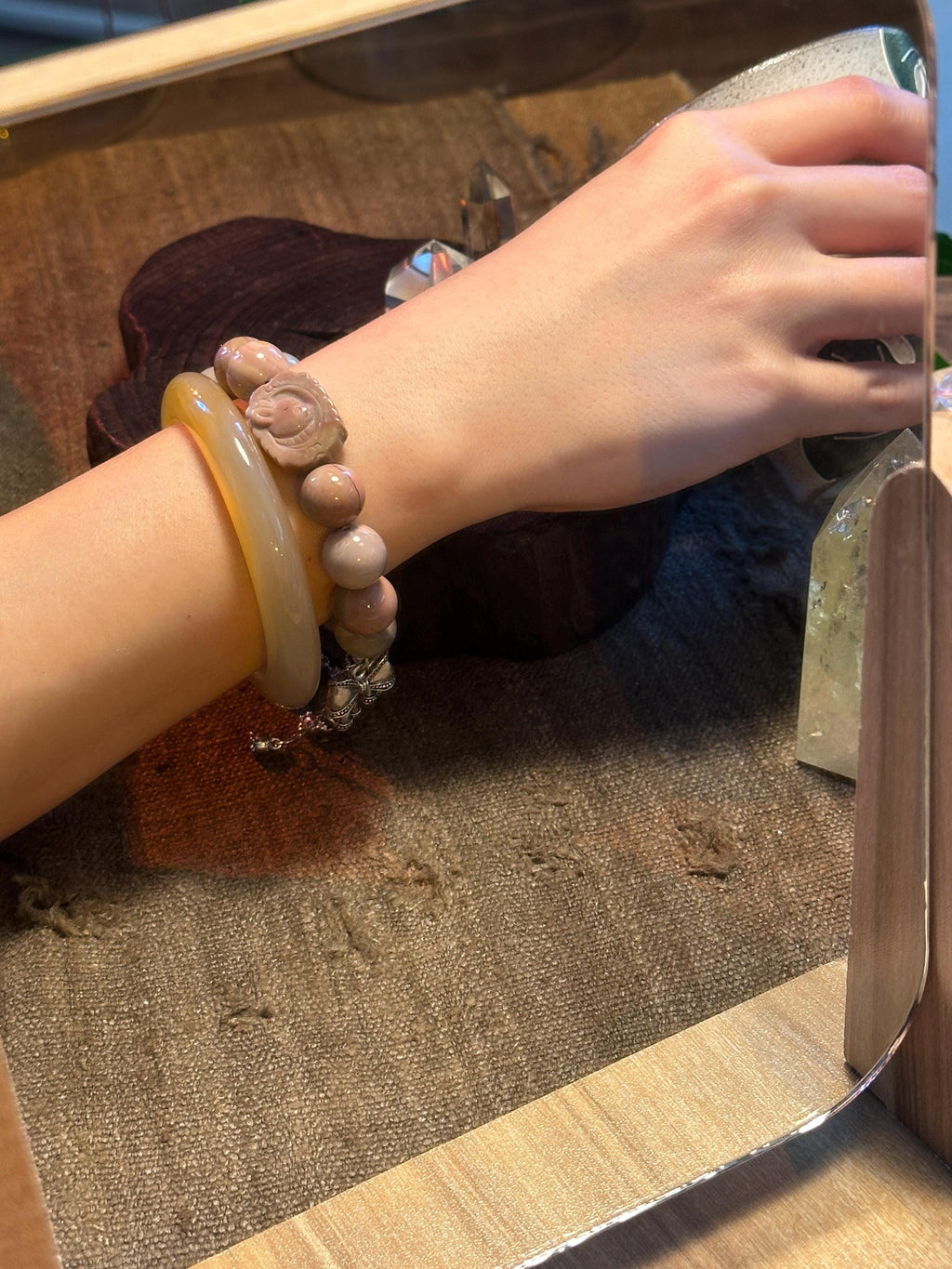 Morandi Pastel Bunny Carrot Alashan Agate Bracelet